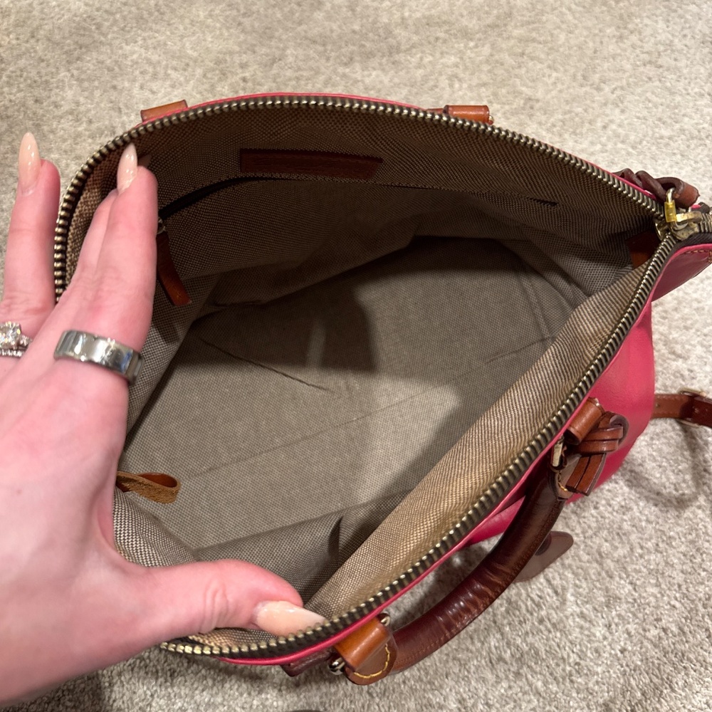 Dooney & Bourke Leather Satchel – Pink with Brown Trim - Picture 2 of 4